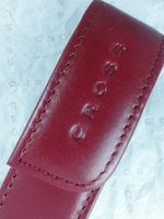 Cross Full Grain Italian Leather, Signature Perforated Detailing, Single Magnetic Flip Top Pen Pouch, Ruby Red and Can Accommodate any Cross Pen