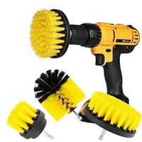 Drill brush 3Pcs Scrub Brush Drill Attachment Kit,Time Saving Kit And Power Scrubber Cleaning Kit, For Car, Bathroom, Wooden Floor, Laundry Room Cleaning (Yellow)