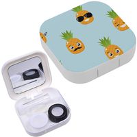 Portable Contact Lens Case Box Travel Kit Mirror + Bottle + Tweezers Container Holder [ Funny Pineapples ]