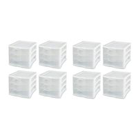 STERILITE Medium Clearview Compact Portable 3 Storage Drawer Organizer Cabinet (8 Pack)