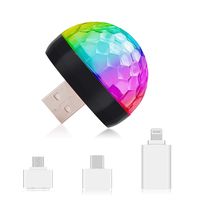 USB Mini Disco Lights, Party Lights Magic Disco Ball Light, Sound Activated Colorful Strobe LED Lights with 3 Plugs for KTV Club DJ Stage Atmosphere Christmas Family Party Interior Car Lights (Black)
