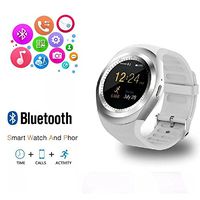 RabbyRock Y1 Bluetooth SmartWatch - HD IPS Round Touch Screen Cell Phone Watch with SIM TF Card Slot SmartWatch Pedometer Sleep Monitor Remote for Android Phones (White)