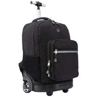 WEISHENGDA 18 inches Wheeled Rolling Backpack for Boys and Girls School Student Books Laptop Travel Trolley Bag, Black