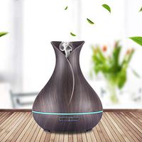 Essential Oil Diffuser 400Ml Wood Grain Ultrasonic Aroma Humidifier Low Decibel Safety Spa Yoga Aroma Diffuser with Seven-Color Night Light and Atomizing Function,Darkwood