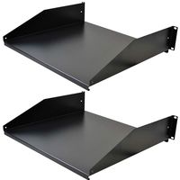 Pier Telecom 2U Height 19" Universal Width Rack Mount Server Shelf 16" Depth - 2 Pack