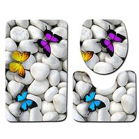 HYRL Carpets Bath Mat Sets 3 Piece Non Slip Including Bath Mat Pedestal Mat Toilet Seat Cover Mat For Bathroom,E