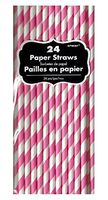 Striped Paper Straws 24 Count (Pink)