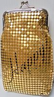 1 Eclipse Happy Text Design Luxury Gold Mesh Sequin Cigarette Case Fit 100's Pocket Inside, Ball Clasp
