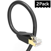 VANDESAIL Professional CAT8 Ethernet Cable 20Gbps 2000MHz SSTP RJ45 Network Cable Gold Plated Connector (3ft/1m 2pack, Cat8 Black)