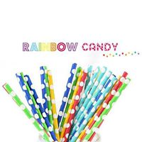 Aimeart Paper Straw 25-piece Set, 7.5" long, Rainbow Candy