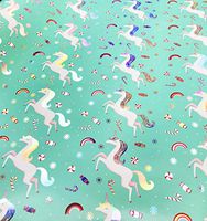 Whimsical Silver Haired Christmas Winter Unicorns & Peppermint Candies Shiny Iridescent Holiday Gifting Gift Present Wrapping Paper 2.5' x 12'