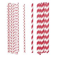 Darice Red Polka Dot and Stiped Paper Straws, 100 Piece