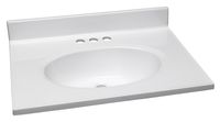Design House 551267 Cultured Marble Vanity Top, 25" x 19", Solid White