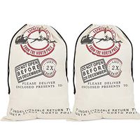 fannybuy Santa Sack Personalized Bags Large Drawstring Canvas Burlap Bag Drawstring Delivery Extra Large Size 27.5"x19.5" (2 Pack=Three Deer)