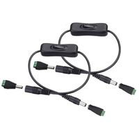 RGBZONE 2 Pack 5.5x2.1mm DC Jack Male to Female Power Adapter Connector Inline On/Off Switch for DC 12V 3528 5050 LED Strip Light,CCTV Security Camera - Black