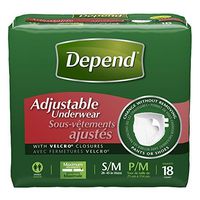 Pack of 3 - Depend Adjustable Incontinence Underwear Maximum Absorbency S/M, 18Count