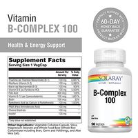 Solaray Vitamin B-Complex 100 | Supports Healthy Hair and Skin, Immune System Function, Blood Cell Formation and Energy Metabolism | 100 VegCaps