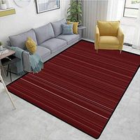 Maroon shag Area Rug Door Mat, Classical Striped Display with Thin Lines Modern Fashion Repetitive Abstract Pattern, Durable Carpet Area rug - Living Dinning Room Bedroom Rugs and Carpets(2.5'x 9')