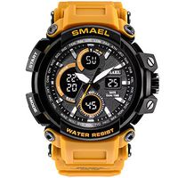 Psalmtrading SMAEL Multi-Function Men’s/Women's Sports Analog Quartz Dual Display Waterproof Watches LED Backlight 1708 (Orange)