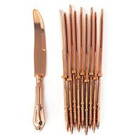 TigerChef Rose Gold Heavy Duty Plastic Knives Disposable Reusable Bulk Party Supplies Solid, Durable and Heavyweight Silverware Flatware Cutlery Utensils Pack Of 24