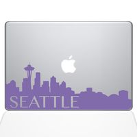 The Decal Guru Seattle Skyline Decal Vinyl Sticker, 12" MacBook, Lavender (2331-MAC-12M-LAV)