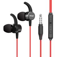 WRZ M7 Earbuds in Ear Headphones Wired Earphones Noise Isolating Bass Stereo Sweatproof Headsets with Microphone Volume Button Control for iOS Android Cellphone Laptop Tablet PC Computer- Black Red