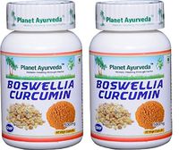 Planet Ayurveda Boswellia Curcumin, 500mg Veg Capsules - 2 Bottles