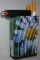 Cigarette Case with Built on Lighter Holder (Water Flower)