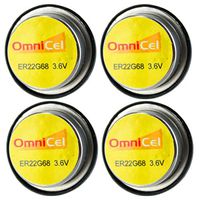 4x OmniCel ER22G68 3.6V 0.4Ah Bel Cell Waffer Lithium High Energy Battery For Smoke Alarms, Carbon Monoxide Detectors, Intrusion Sensors, Invisible Fencing, Emergency Backup, Data Collection