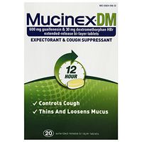 Mucinex DM 12-Hour Expectorant and Cough Suppressant Tablets, 20 Count (Pack of 12)