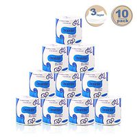 yadamse Toilet Paper, 10 Rolls Utra Soft Toilet Tissue Bath Tissue 3PLY Hollow Replacement Roll Paper Strong & Highly Absorbent Toilet Paper Roll Paper Towel Easy Degrade (10 rolls)
