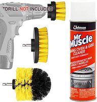 Oven Cleaner kit: Mr Muscle Professional Stove And Grill Cleaner Heavy Duty Spray For Gas Range Grate, Drill Brush Power Scrubber Attachment Set. Scrub Bit Brushes Attachments, Shower Tile Bathtub.