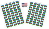 Made in USA! 100 Country Flag 1.5" x 1" Self Adhesive World Flag Stickers, Two Sheets of 50, 100 Sticker Flags Total (Azerbaijan)
