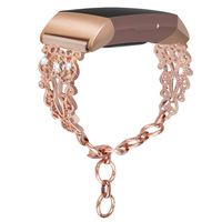 somoder Bling Bands Compatible with Fitbit Charge 3, Vintage Chain Jewelry Cuff Bracelet with Rhinestone Replacement for Fitbit Charge 3 Bands Women Ladies Girls [S Hollow Version]