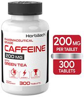 Caffeine Pills 200mg with Green Tea | 300 Tablets | Vegetarian, Non-GMO & Gluten Free | by Horbaach