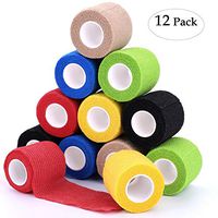 Self-Adhesive Cohesive Wrap Bandage Flexible Stretch Tape Athletic Strong Elastic First Aid Tape for Wrist, Ankle Sprains, Swelling 12 Packs, 2Inch X 5Yards