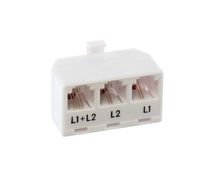 THE CIMPLE CO - Telephone Splitter 2 Line Adapter - 3-Way Splitter (Line 1, Line 2, and Twin Line) - Dual Line Separator - 4 Conductor Connector (2 Phone Lines) - White, 3 Pack