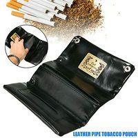 Tobacco Pouch Black Pu Leather Cigarette Case Rolling Pipe Paper Holder Wallet Purse Travel Portable Carrier Packaging Bag (Black)