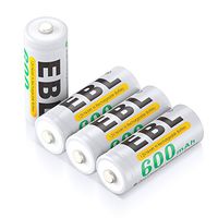 EBL E90/LR1/AM5/MN9100 N Size Batteries, N Rechargeable Battery 600mAh Ni-MH for Clock, LED Lights, Toys and Electronic Devices, Pack of 4