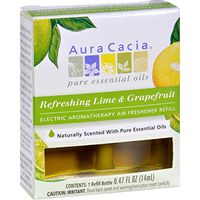 Aura Cacia Refreshing Electric Air Freshener Refill, Lime and Grapefruit, 0.47 Ounce