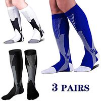 HTINXED Graduated Compression Socks Women Men 20-30mmHg Knee High Plus Size Wide Calf for Nurse, Pregnancy, Flight, Travel, Running, Nursing, Medical, Athletic, Diabetic