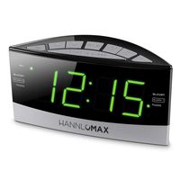 HANNLOMAX HX-100 Dual Alarm Clock, AM/FM Radio, Green LED 1.8 Inches Jumbo Display, Aux-in, Sleep & Snooze Function, Dimmer Control, AC Operation only