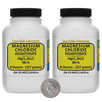 Magnesium Chloride [MgCl2.6H2O] 98+% AR Grade Flakes 1 Lb in Two Space-Saver Bottles USA