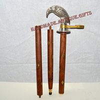 Nautical World Antique Silver Nickel Plated Raven Head Handle Walking Stick Cane