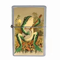Perfection In Style Wind Proof Dual Torch Refillable Lighter Vintage Frogs Design 001