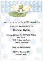 Lily Pad on Blue 1st Birthday Invitations - Set of 20