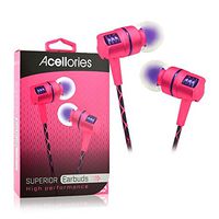 Acellories Premium Superior Metal High Performance Earbuds Headphones (Pink)