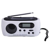 Dynamo Crank LED Flashlight AM/FM Radio w/ Solar, Antenna, & LCD Display