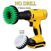 HIFROM 4"+ 5" Drill Powered Cleaning Soft Medium Duty Scrub Brush Attachment Kit for Showers Tubs Bathrooms Flooring Brick Ceramic Marble Grout Glass Carpets upholstery (Pack of 2)