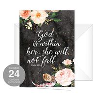 God is within her, she will not fall Note Cards / 24 Religious Notes and Envelopes / 24 Blank Cards